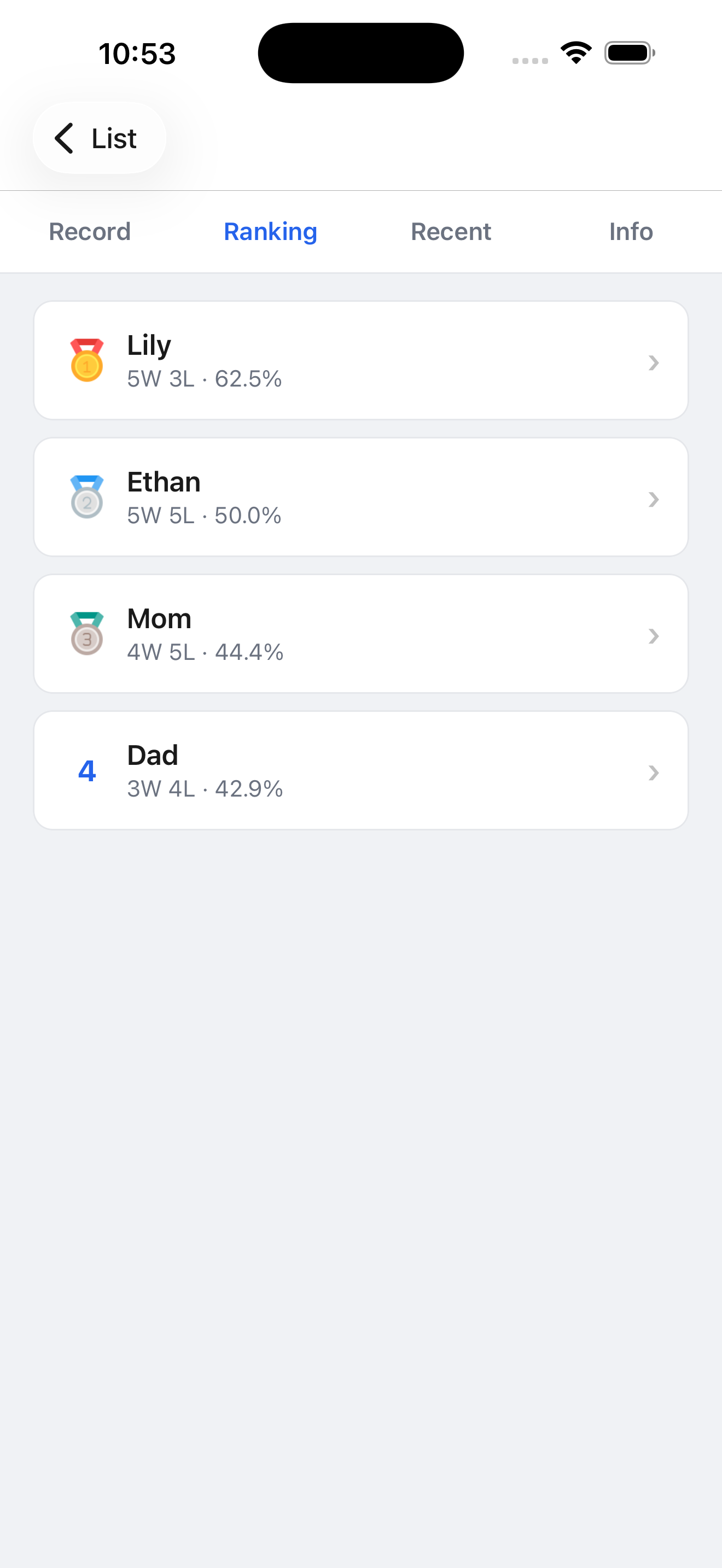PlayLog app screen